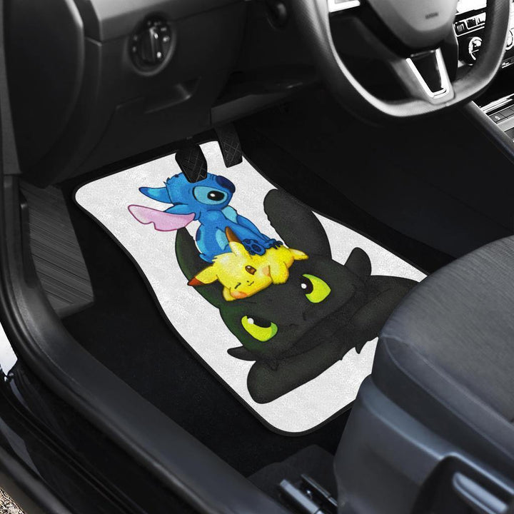 Toothless Pikachu Stitch Funny Draw Custom Car Floor Mats-ezcustomcar-1