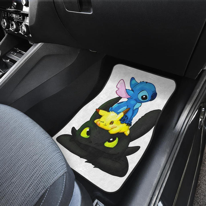 Toothless Pikachu Stitch Funny Draw Custom Car Floor Mats - Customforcars - 3