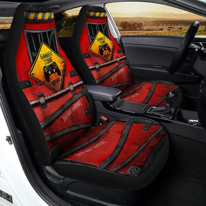 Game Zone Warning Car Seat Covers - Customforcars - 2