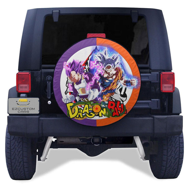 Goku Ultra Instinct x Vegeta Ultra Ego Spare Tire Cover Custom Dragon Ball Anime Car Accessories - EzCustomcar - 1