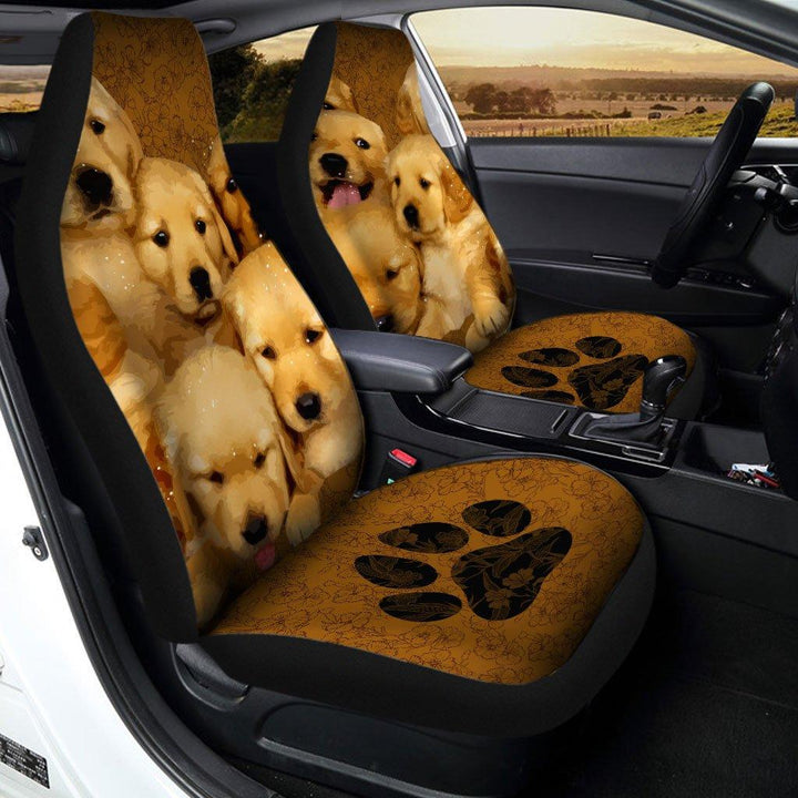Golden Retriever Puppies Dog Custom Car Seat Covers Set Of 2 - Customforcars - 2
