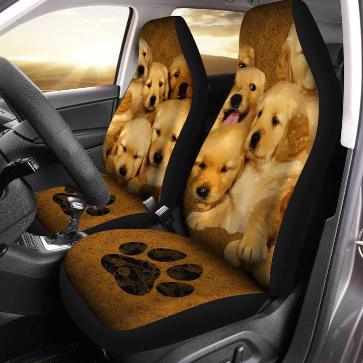 Golden Retriever Puppies Dog Custom Car Seat Covers Set Of 2ezcustomcar.com-1