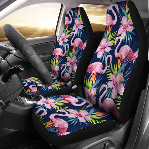 Flamingo Hibiscus Print Universal Fit Car Seat Coversezcustomcar.com-1