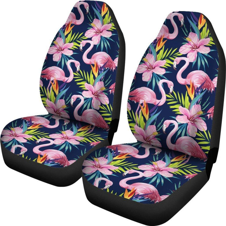 Flamingo Hibiscus Print Universal Fit Car Seat Covers - Customforcars - 2