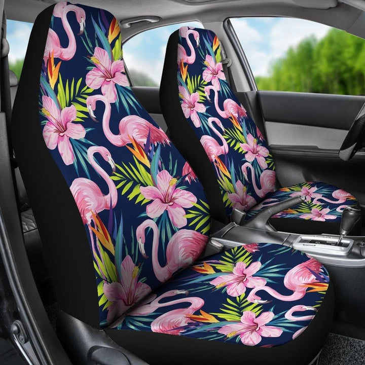 Flamingo Hibiscus Print Universal Fit Car Seat Covers - Customforcars - 3