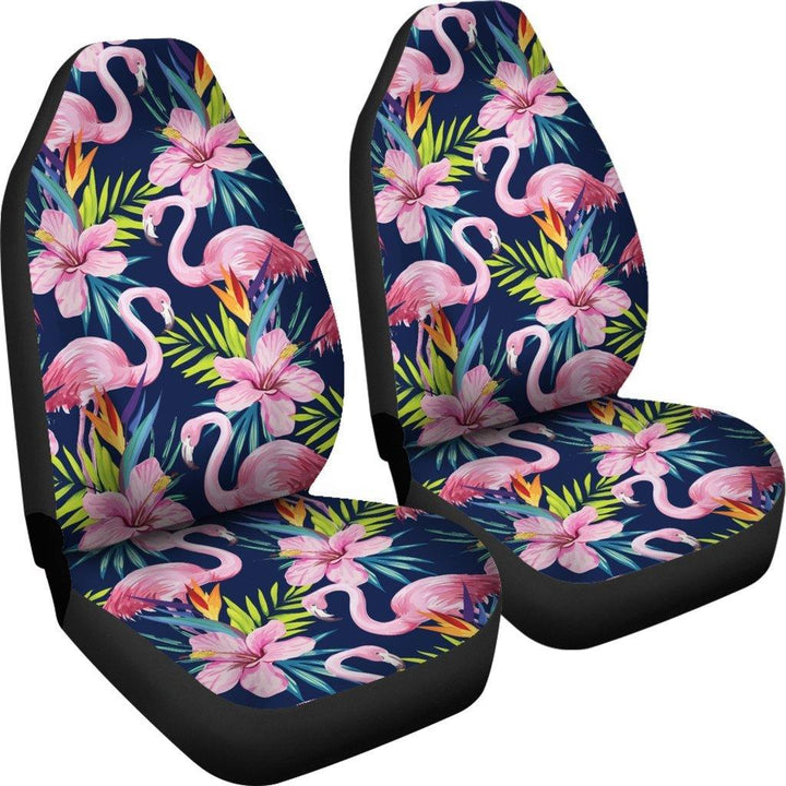 Flamingo Hibiscus Print Universal Fit Car Seat Covers - Customforcars - 4