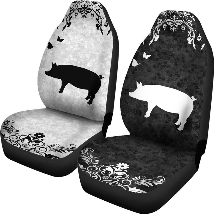 Black and White Pig Car Seat Covers - Customforcars - 2