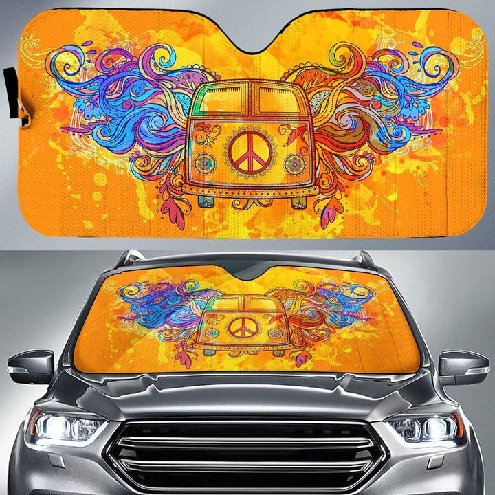 Hippie loves Peace Car Sunshade Custom Print Colors - Customforcars - 2