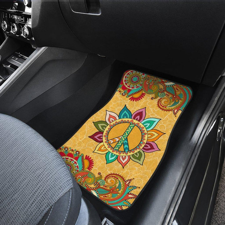 Hippie Peace Car Floor Mats Custom Flower Pattern - Customforcars - 3