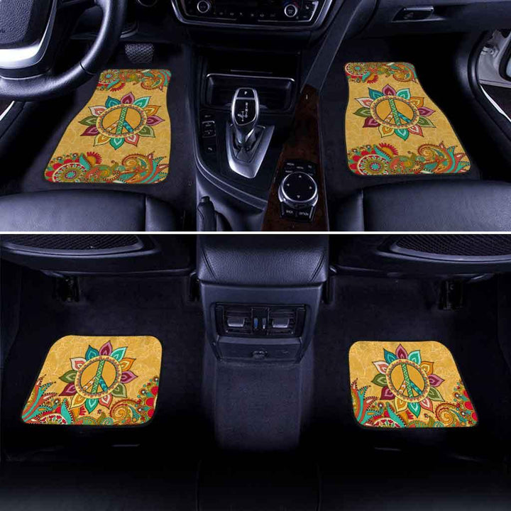 Hippie Peace Car Floor Mats Custom Flower Pattern-ezcustomcar-12