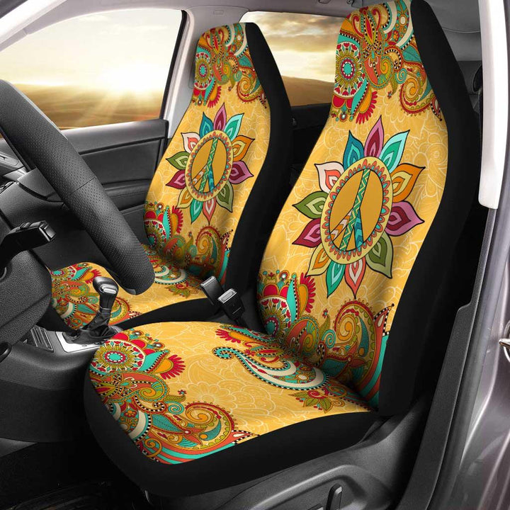 Hippie Peace Car Seat Covers Mandala Style - Customforcars - 2