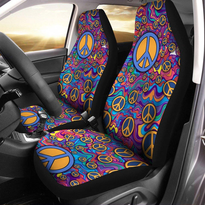 Hippie Peace Pattern Custom Car Seat Covers - Customforcars - 2