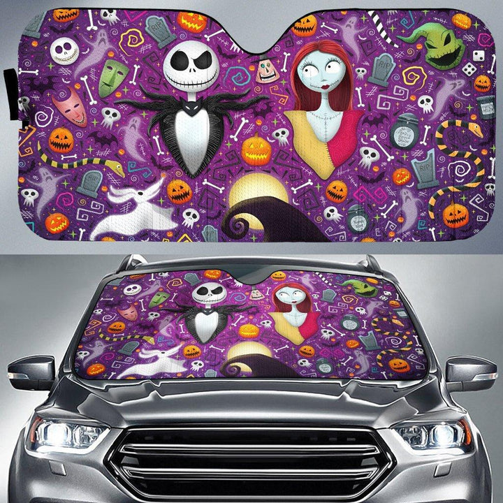 Jack and Sally Car Sunshade Nightmare Before Christmas Car Accessories - Customforcars - 2