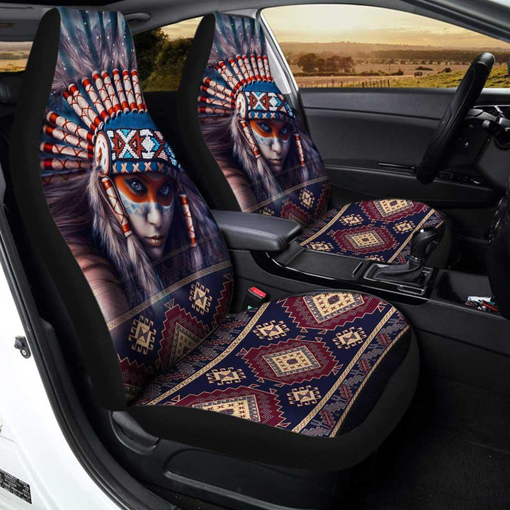 Native American Girl Car Seat Covers Custom Headdress Warrior Woman - Customforcars - 3