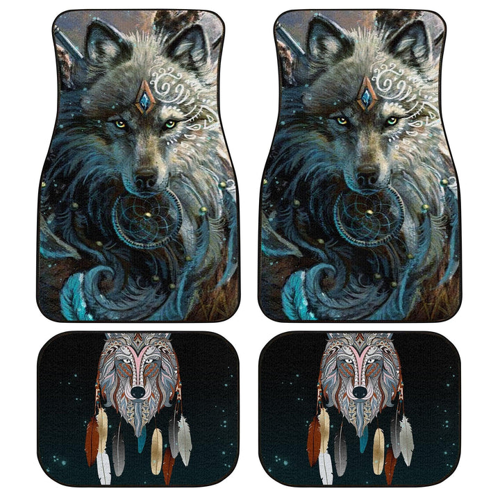 Native American Wolf Dreamcatcher Art Custom Car Floor Mats-ezcustomcar-1