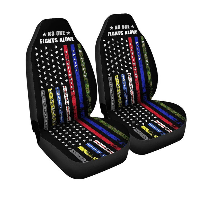 No One Fights Alone Car Seat Covers US Flag Car Accessoriesezcustomcar.com-1
