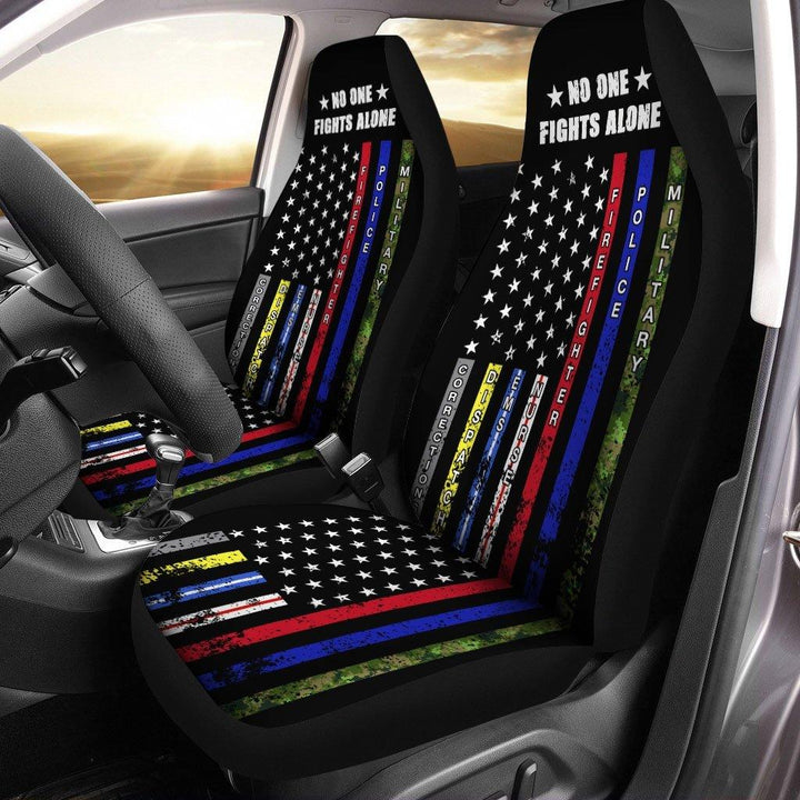 No One Fights Alone Car Seat Covers US Flag Car Accessories - Customforcars - 2