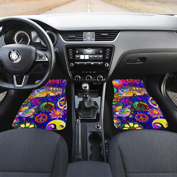 Peace Hippie Pattern Car Floor Mats-ezcustomcar-1