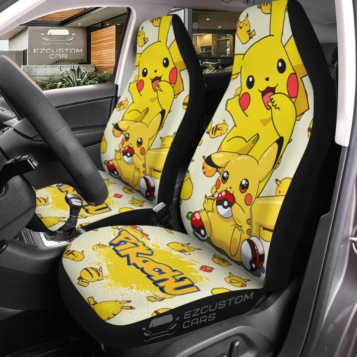 Pikachu Car Seat Covers Custom Anime Pokemon Car Accessoriesezcustomcar.com-1