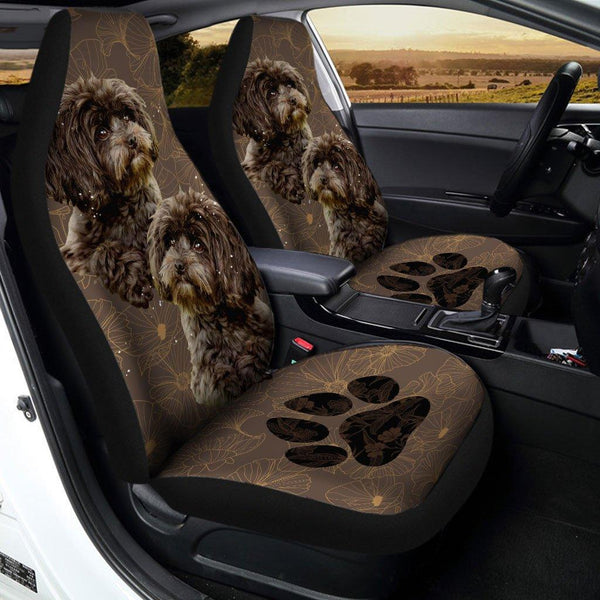 Poodle Puppies Dog Custom Car Seat Covers Set Of 2ezcustomcar.com-1
