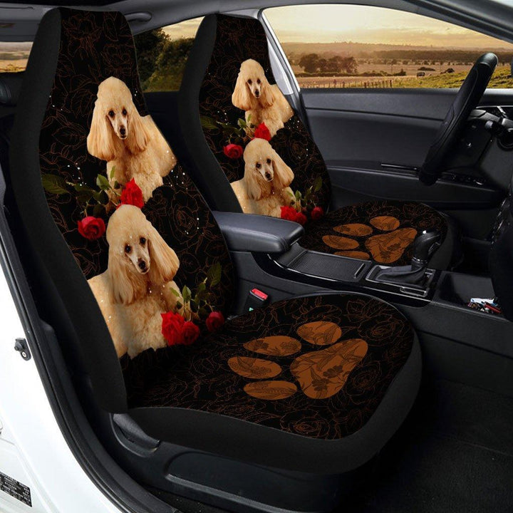 Poodle With Rose Custom Car Seat Covers Set Of 2ezcustomcar.com-1