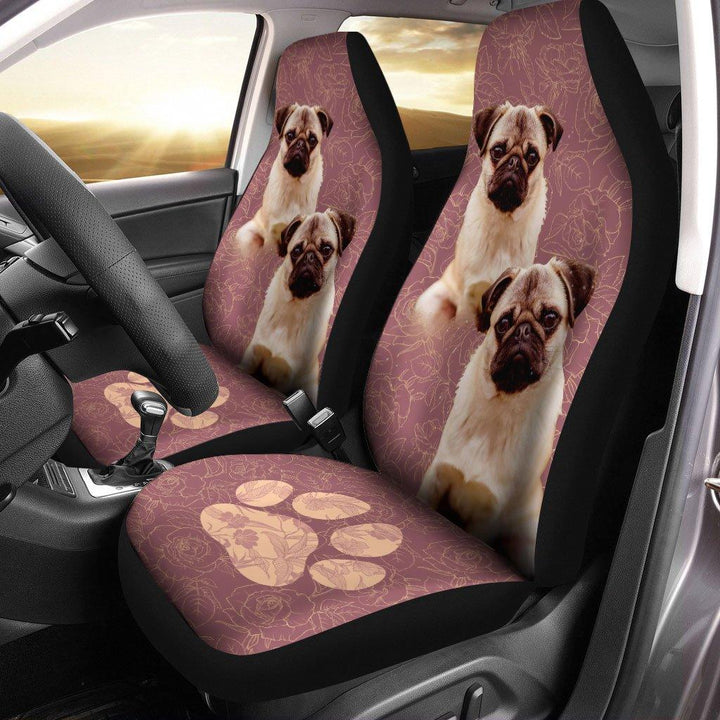 Pug Pink Custom Car Seat Covers Set Ofezcustomcar.com-1