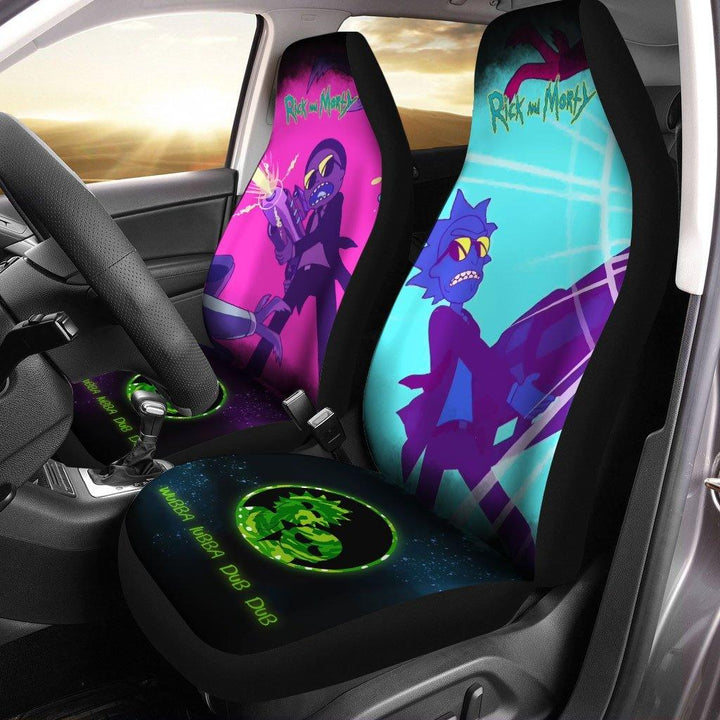 Rick And Morty Fighting With Aliens Car Seat Covers - Customforcars - 2