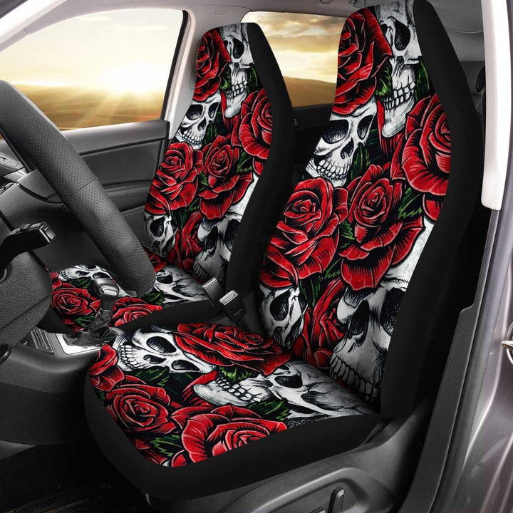 Rose And Skull Custom Car Seat Covers - Customforcars - 2