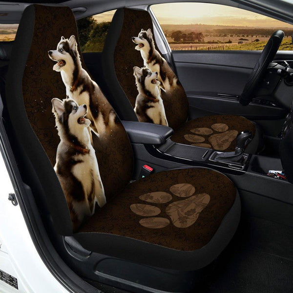 Siberian Husky Puppies Dog Custom Car Seat Covers Set Of 2ezcustomcar.com-1