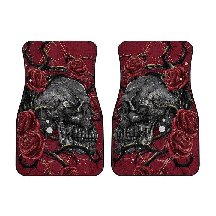 Skull And Red Roses Car Floor Mats-ezcustomcar-12