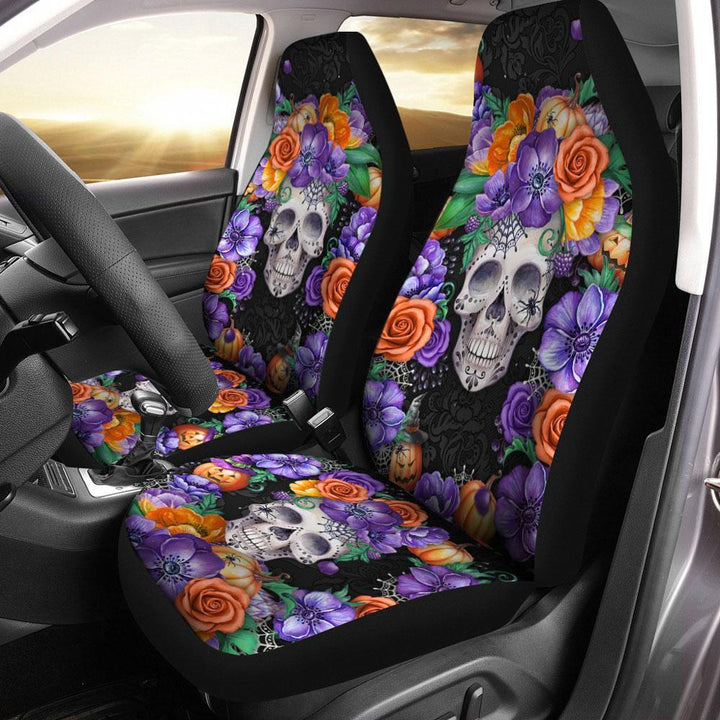 Skull Flower Car Seat Coverezcustomcar.com-1