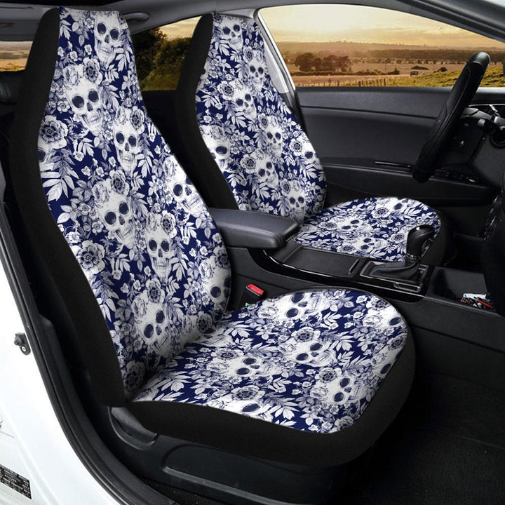 Skull Flower Pattern Car Seat Covers Set Of 2 - Customforcars - 2
