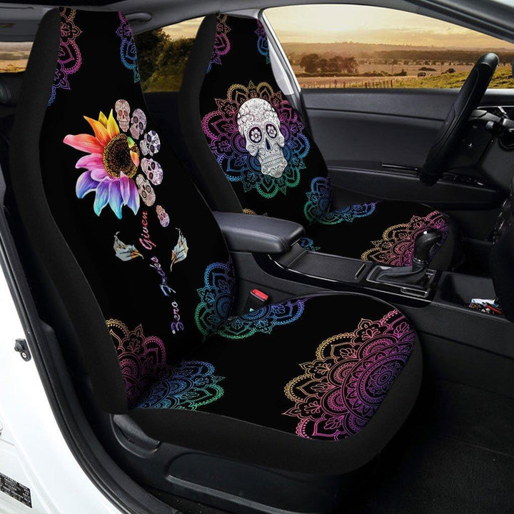 Skull Mandala Flower Car Seat Covers - Customforcars - 2