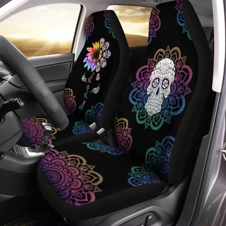 Skull Mandala Flower Car Seat Coversezcustomcar.com-1