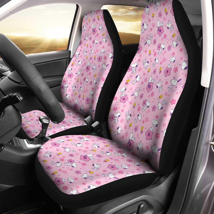 Snoopy Pink Pattern Car Seat Covers Custom Peanuts Movies - Customforcars - 2