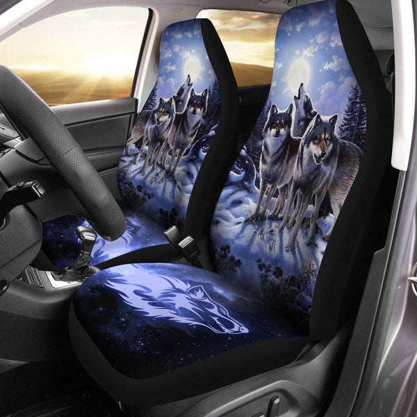Snow Wolves Car Seat Covers Printed Car Accessoriesezcustomcar.com-1