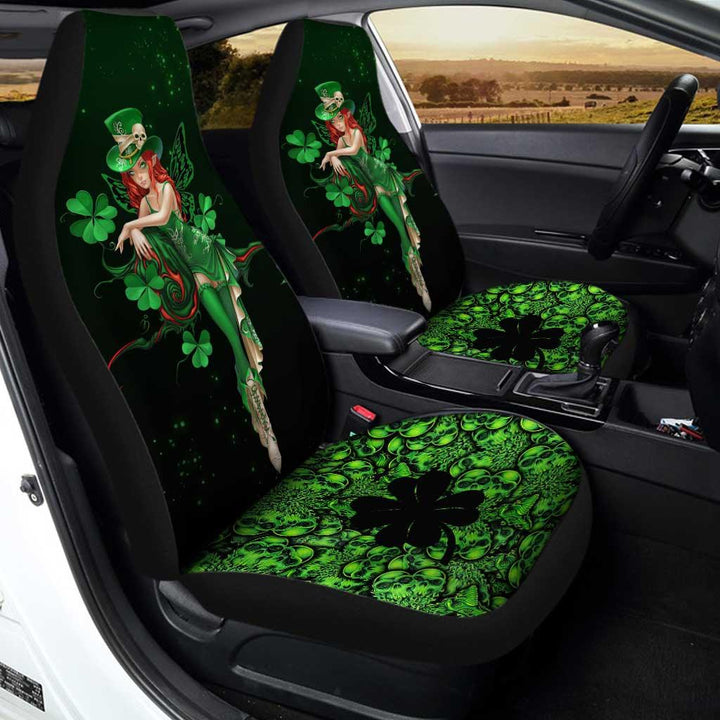 St. Patrick's Lucky Skull Shamrock Car Seat Covers - Customforcars - 3