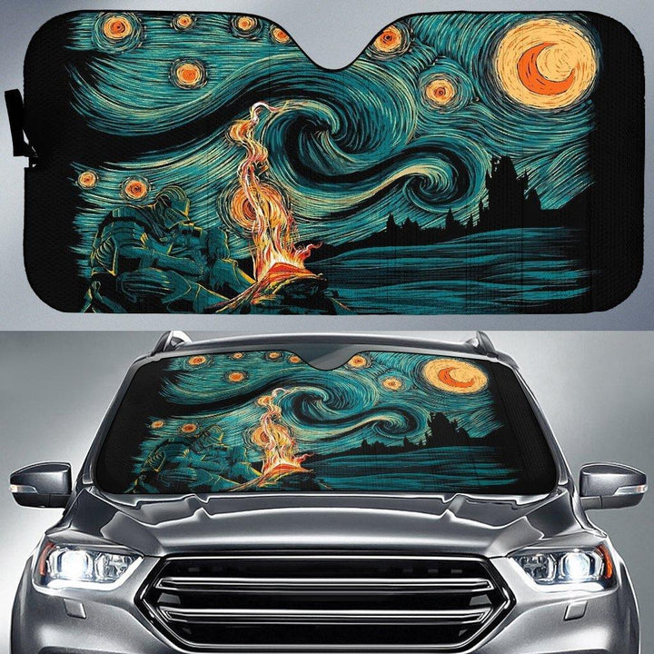 Starry Souls Car Sunshade Scary Night Abstract Painting - Customforcars - 2