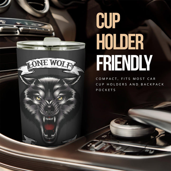 Lone Wolf No Club Car Tumbler Cup Custom Animal Car Accessories-ezcustomcar-1