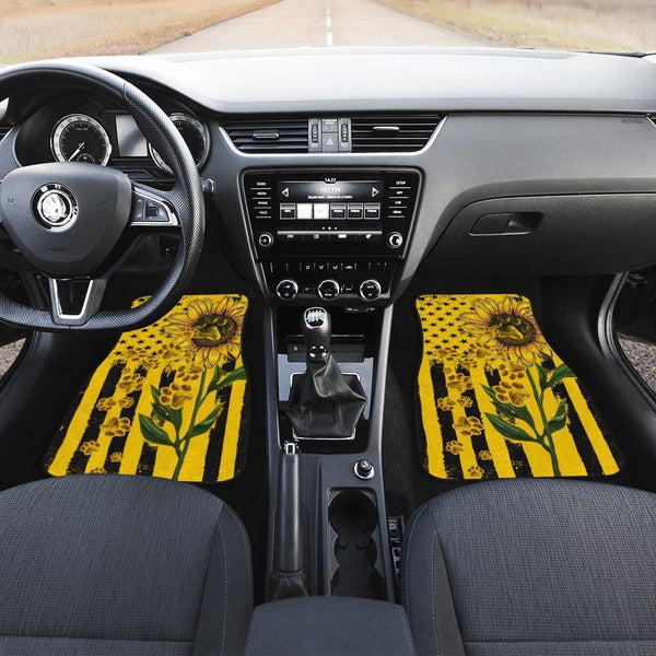 Sunflower Dog Paw American Flag Car Floor Mats-ezcustomcar-1