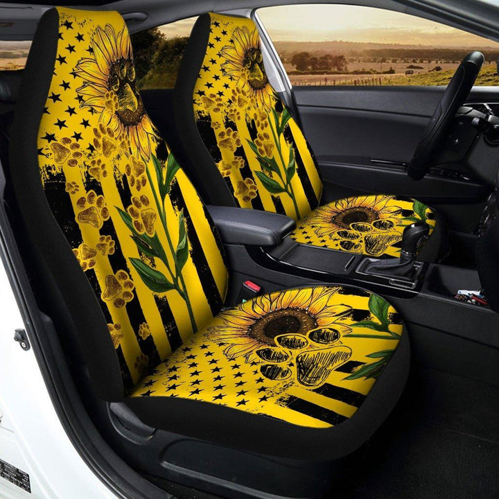 Sunflower Dog Paw American Flag Car Seat Covers - Customforcars - 3