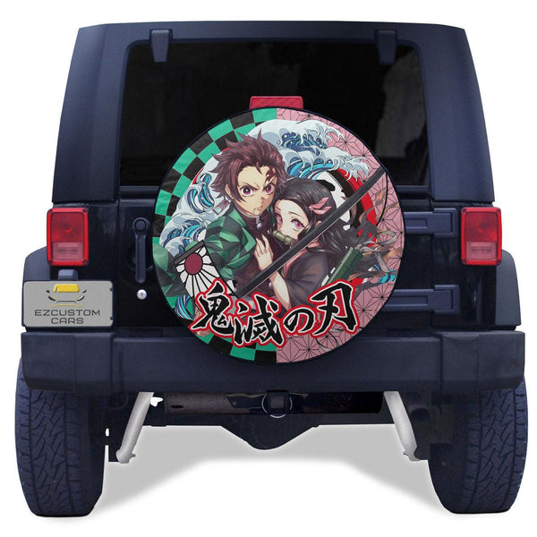 Tanjiro x Nezuko Spare Tire Cover Demon Slayer Anime Custom Car Accessories - EzCustomcar - 1