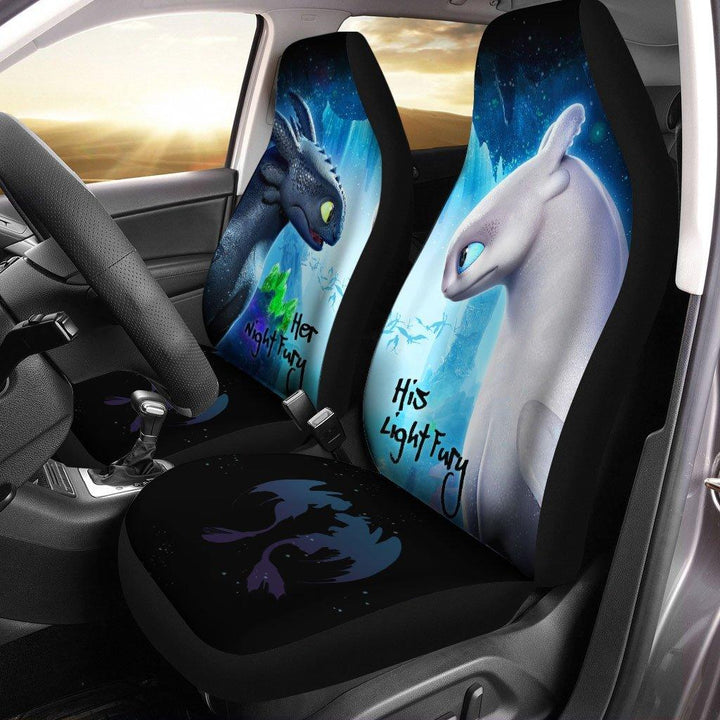 Toothless and Light Fury Car Seat Covers Couple Gift Idea - Customforcars - 2