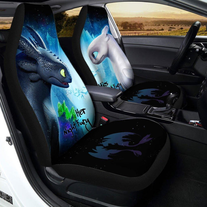 Toothless and Light Fury Car Seat Covers Couple Gift Idea - Customforcars - 3