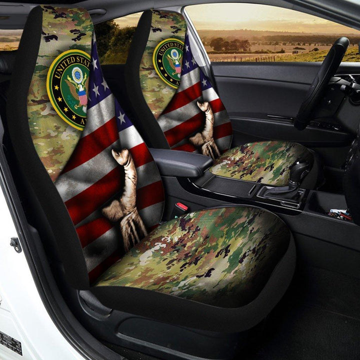 United States Army Behind Flag Car Seat Covers - Customforcars - 2