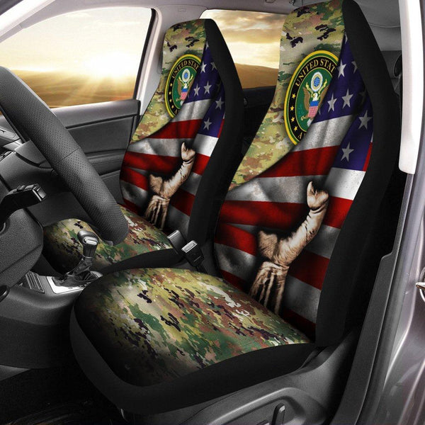 United States Army Behind Flag Car Seat Coversezcustomcar.com-1