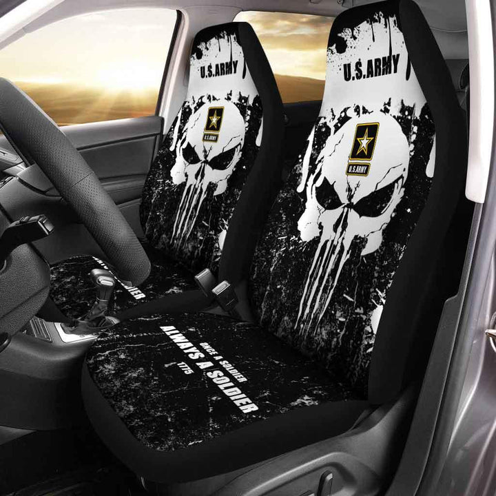 United States Army Car Seat Covers Custom Grunge Skull - Customforcars - 2