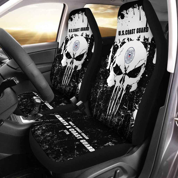 United States Coast Guard Car Seat Covers Custom Grunge Skull - Customforcars - 2