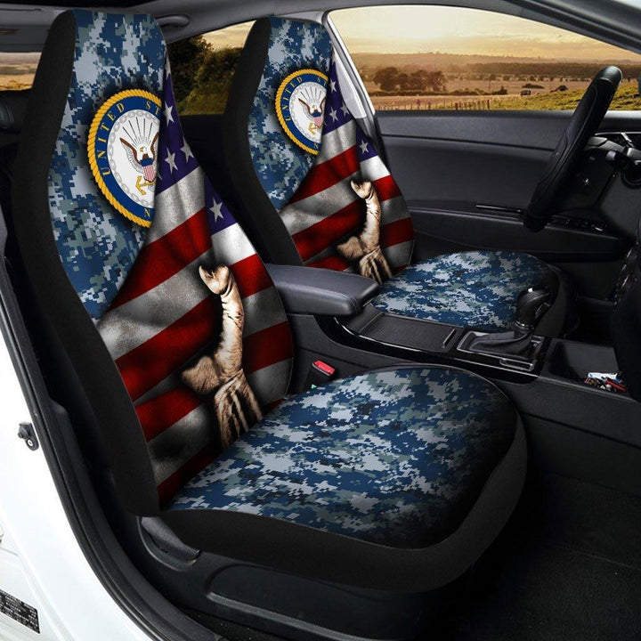United States Navy Behind Flag Car Seat Covers Set Of 2 - Customforcars - 2