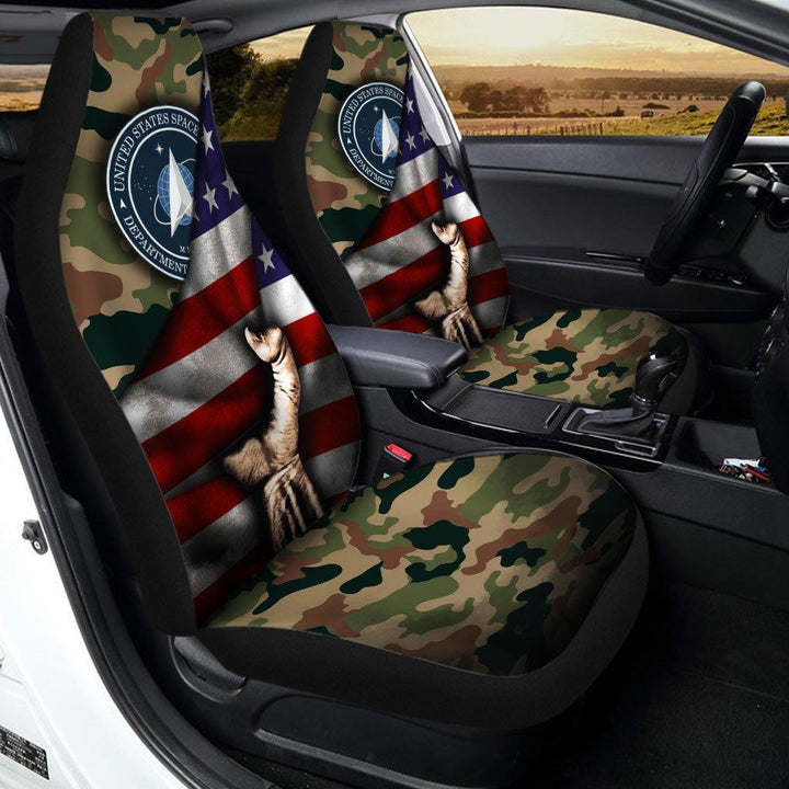 United States Space Force Behind Flag Car Seat Covers Set Of 2 - Customforcars - 2